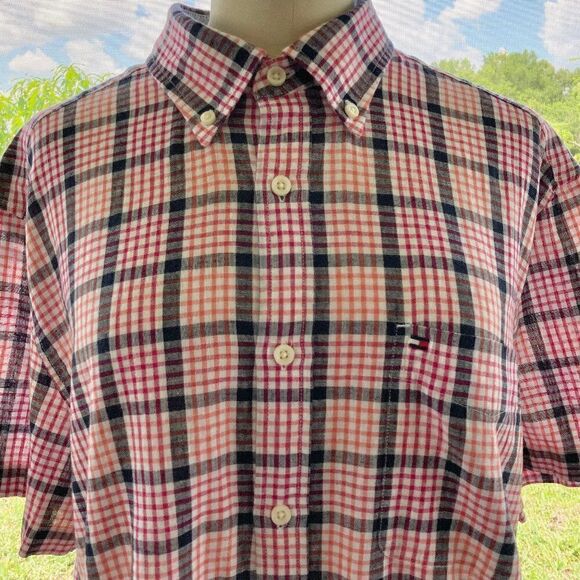 Tommy Hilfiger Men's short sleeve plaid button down shirt NWT size large - Picture 4 of 6
